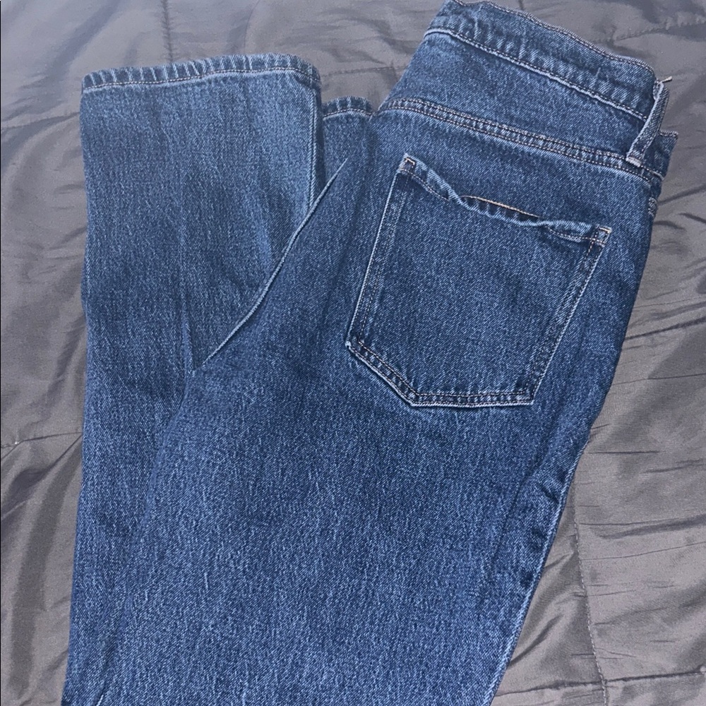 ♥️ Kirkland Jeans Womens 10 Blue Straight Leg Stretch Distressed Denim